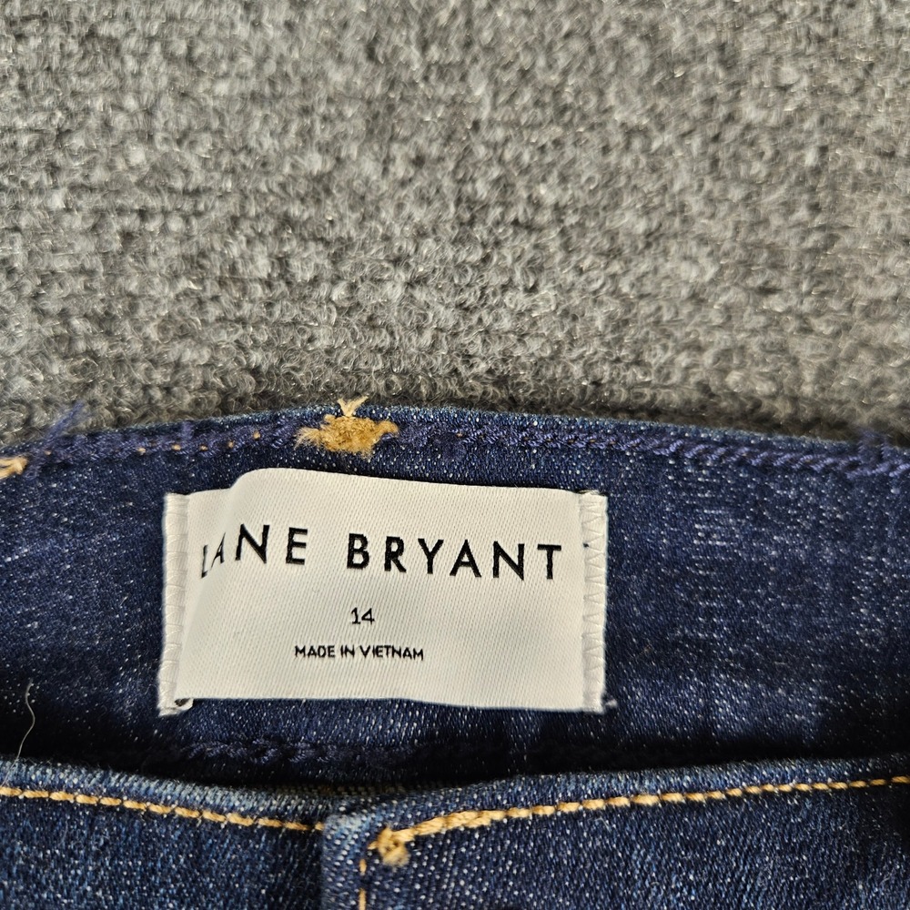 Lane Bryant Signature Fit Skinny Jeans Mid Rise Rhinestone Stud Dark Wash 14 NEW - Picture 8 of 13